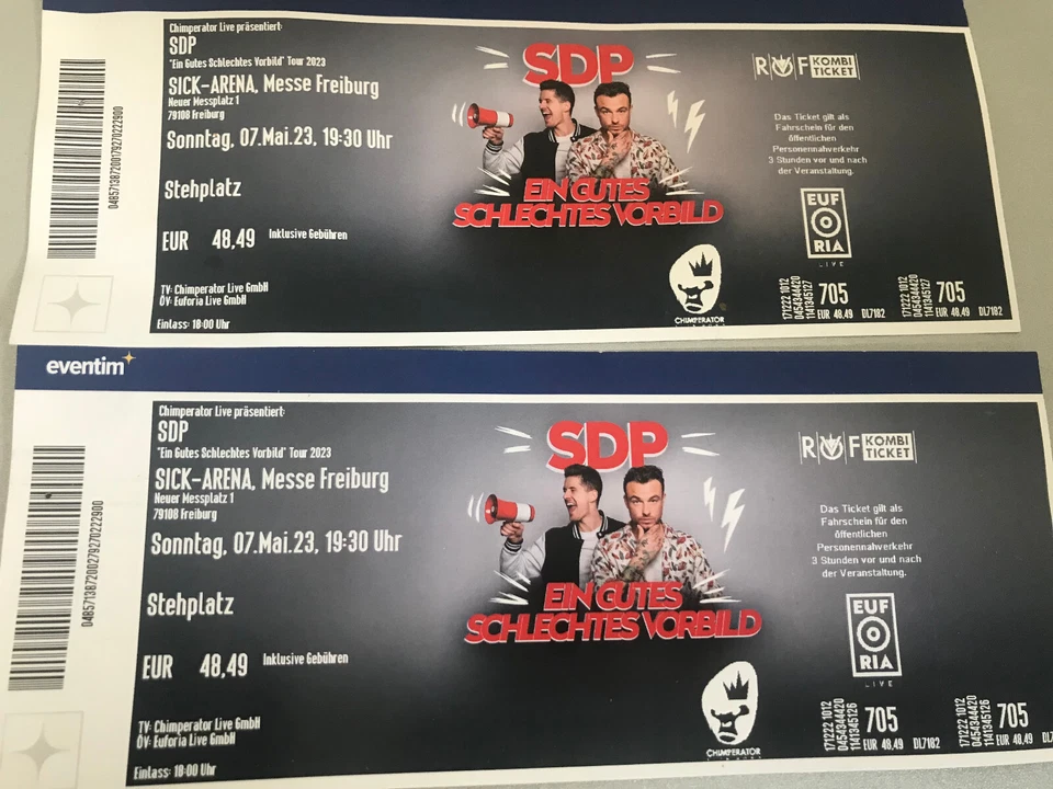 2 x Tickets für SDP Konzert in Freiburg am 07.05.2023  - Bild 1 von 1