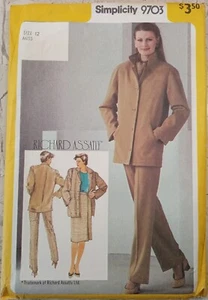 SIMPLICITY 9703 Richard Assatly 80s Front-Wrap SKIRT Pant Jacket UNCUT Sz 12 Sew - Picture 1 of 6