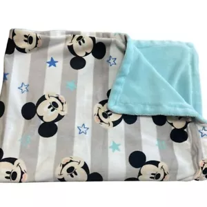 Mickey Mouse Stars and Stripes Minky Baby Blanket Stroller Crib - Picture 1 of 8