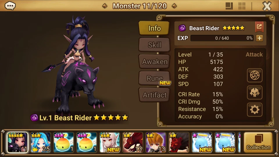 ⭐️Summoners War Global STARTER 1LD5⭐️ DARK BEAST RIDER - Image 1 of 1