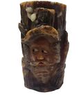 Gunter Kerzen Hand Carved/Painted German Candle 8? Tall Old Mans Face On Stump