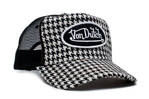 Authentic Vintage Von Dutch Houndstooth/Black Mesh Cap Hat Snapback