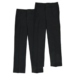 Jungen Schwarz Slim Fit Schulhose Kinder Uniform Hose Verstellbarer Bund - Bild 1 von 4