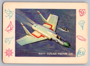 1958 LEAF CARD-O PLANES TRAINS AND SHIPS #T-9 NAVY CUTLASS FIGHTER (US) - Picture 1 of 3