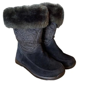 Timberland Hollyberry Leather Suede Fur Pull On Winter Snow Boots Size 9 - Picture 1 of 8