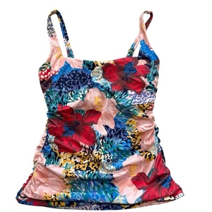 Athleta Square Neck Tankini Tank Top Underwire Bra Size 36D/DD Floral Beach Swim - Picture 1 of 4