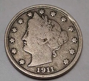 1911 Liberty V Nickel G/VG Circulated But Still A Nice Coin! VN442 - Picture 1 of 2