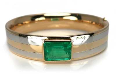 Armreif Smaragd Kolumbien ca 8,2 ct DEEP BLUISH GREEN 750 Gold IGI [BRORS 14624] - Bild 1 von 4