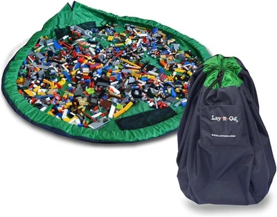 Lay-n-Go 2-in-1 Small Portable Drawstring Toys Storage 60 Inch, Green  - Изображение 1 из 4