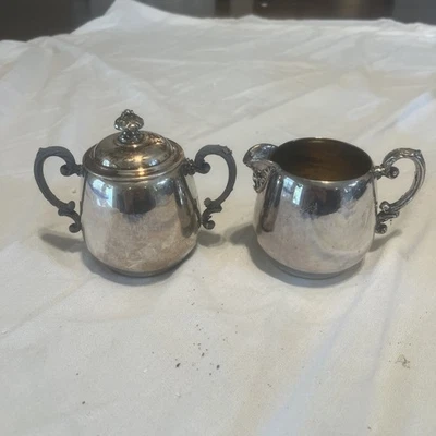 Azúcar vintage WM Rogers & Son plateado con tapa y crema 103 104 Foto 1 de 4