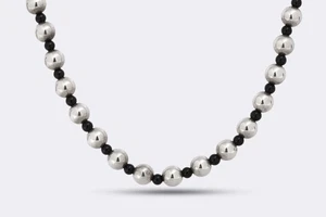 30" 925 Silver and Black Onyx Southwestern Native Beaded Necklace (44.04g.) - Picture 1 of 4