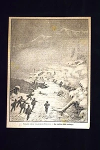 I drammi delle valanghe in Piemonte - La caduta della valanga Incisione del 1885 - Picture 1 of 1