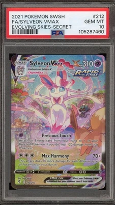 Pokemon Sylveon VMAX Evolving Skies Secret Rare Full Alt Art #212 PSA 10 - Image 1 of 2