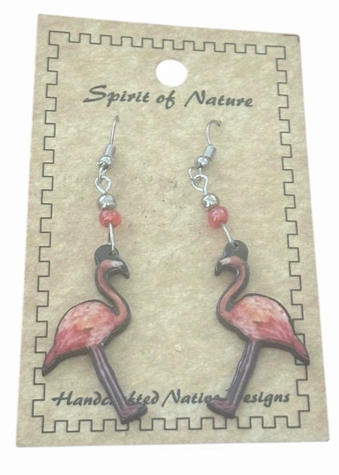 Pendientes Spirit of Nature FLAMINGO - alambre francés - cuentas - rosa Foto 1 de 1