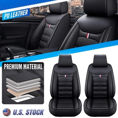 For Dodge Car 2-Seat Covers PU Leather Full Set Rear Protectors Driver Passenger Foto 1 de 4