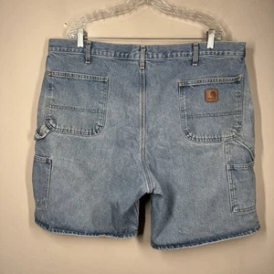 Vtg Carhartt Denim Shorts Mens 42 Blue B29 STW Carpenter Light Wash Baggy Grunge - Picture 1 of 8