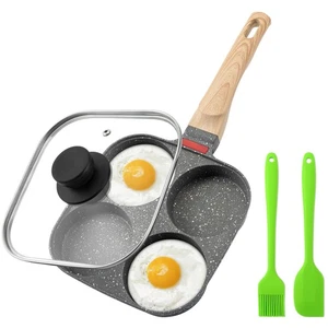 Egg Pan, 4-Cup Egg Frying Pan with Lid, Nonstick Aluminium Alloy Egg Cooker f... - Picture 1 of 7