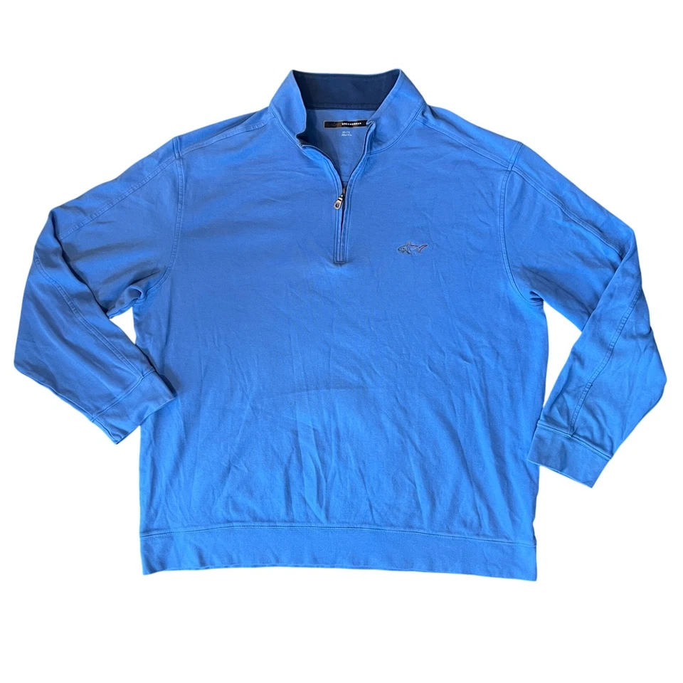 Greg Norman Mens Blue Shark Logo 1/4 Zip Long Sleeve Golf Pullover Shirt XXL 2XL - Image 1 of 4