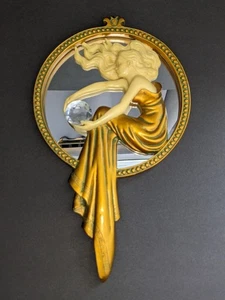 Design Toscano Resin Gold-tone Lady of the Lake Art Deco Mirror Wall Decor - Picture 1 of 3