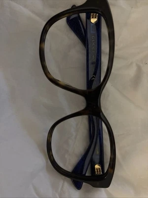 Óculos GUCCI GG0038O Havana Escuro Brilhante/Azul E Vermelho 54mm Novo Autêntico - Imagem 1 de 4