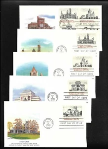 US FDC 1980 Architecture 5 Fleetwood Covers Smithsonian Trinity Scott 1838-41 | - Picture 1 of 2