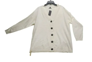 Alfani Open Front Cardigan with buttons long sleeve Ivory size large   J253 - Picture 1 of 7