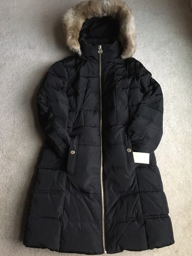 Cappotto imbottito trapuntato con cappuccio Michael Kors donna invernale pelliccia sintetica M nero