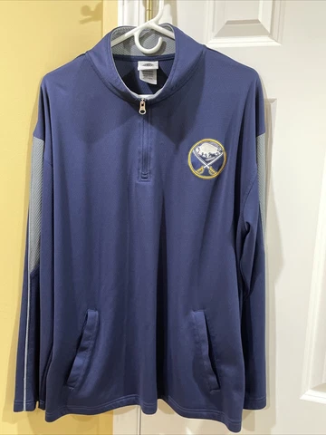 Knights Apparel - Buffalo Sabres Mens XL Blue Long Sleeve 1/4 Zip Pullover EUC Cover