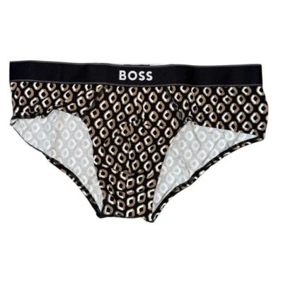 Hugo Boss Cotton Briefs Size Medium Black and Brown Geo New - Image 1 of 4