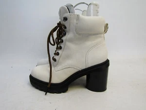 Marc Jacobs Womens Sz 38 EUR White Leather Lace Up Platform High Heel Ankle Boot - Picture 1 of 11