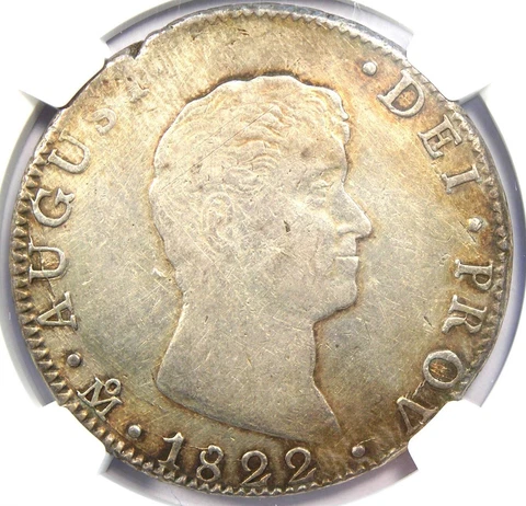 1822 Mexico Iturbide 8 Reales Silver Coin (8R) - Certified NGC XF Details (EF) Cover