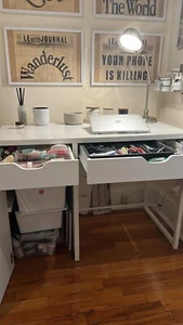 White IKEA Micke Desk with (or without) white IKEA desk chair. - Picture 1 of 2