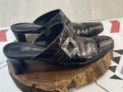 BRIGHTON TUDOR WOMEN’S MULES BROWN LEATHER SIZE 6 Italy Classy Business Office - Image 1 of 4