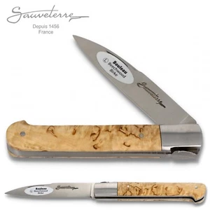 Navaja Sauveterre - 9 cm mango abedul - hoja de ungüento cincelada - acero mate - Imagen 1 de 6