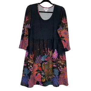 Vestido Suéter Babydoll Catálogo Serengeti Talla Grande Negro Artístico Floral - Imagen 1 de 7