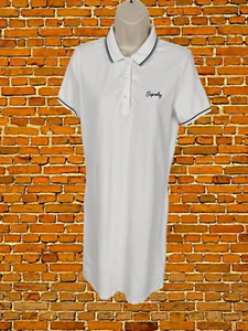 SUPERDRY SIZE UK 10 WHITE SHORT SLEEVE CASUAL MINI POLO T SHIRT TEE SUMMER DRESS - Picture 1 of 4