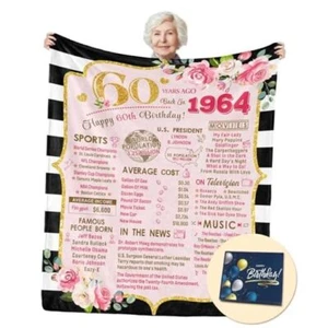 Birthday Gifts for Women Birthday Blanket with Gift Box, 60 year old 60th - Picture 1 of 8