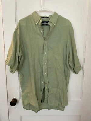 Daniel Cremieux Size L Men’s Short Sleeve Shirt Button Down 100% Linen Green - Image 1 of 3