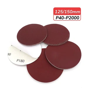 Dischi abrasivi autoadesivi 125 mm 150 mm 40-2000 grana supporto adesivo tampone carta vetrata - Foto 1 di 3