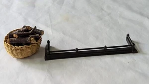 Dolls House Antique Fireplace Fender & wood basket Miniature 1:12 Accessory - Picture 1 of 8