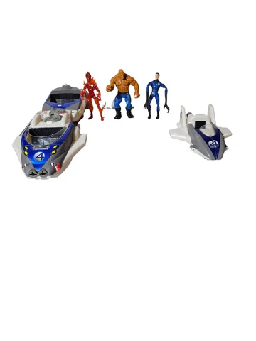 2005 ToyBiz Fantastic Four FANTASTICAR  Vehicle + Thing,  Torch, Mr. Fantastic Cover
