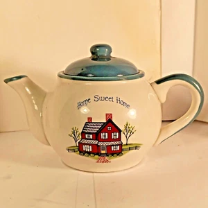 Tetera de gres de colección - Hogar dulce hogar | Cerámica pintada a mano | Decoración de cabaña - Imagen 1 de 10