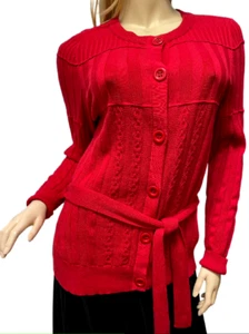 Nuevo con etiquetas $128 Suéter Pendleton Para Mujer GRANDE Rojo Cuello Redondo Botones Frontal 100% Algodón - Imagen 1 de 13