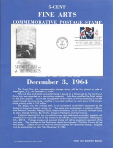#1259 5c Fine Arts S. Davis Stamp Poster- Unofficial Souv Page Flat MC on Cachet - Picture 1 of 1