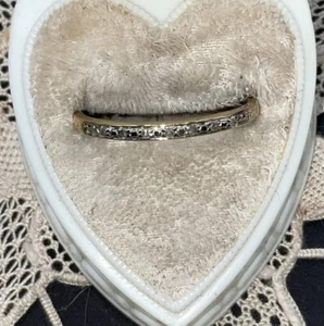Antique 10K Genuine Mine Cut Diamond Wedding Band Ring - Bild 1 von 7