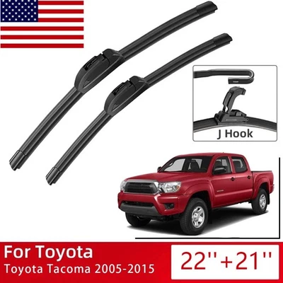For 2005-2015 Toyota Tacoma Windshield Wiper Blades J-HOOK Hybrid Silicone Foto 1 de 4