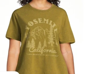 Neu mit Etikett Time & Tru Damen Large Yosemite California Grafik T-Shirt grün Outdoor - Bild 1 von 6