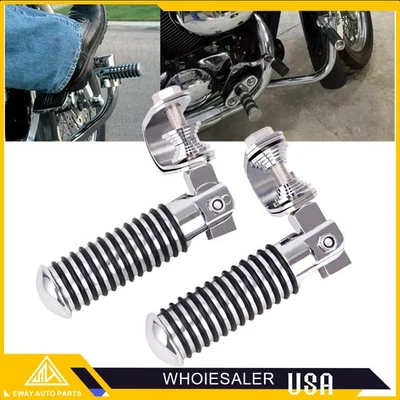 Par de estriberas cromadas para motocicleta clavijas de carretera para barras de choque, abrazadera de clavijas para bicicleta Foto 1 de 4