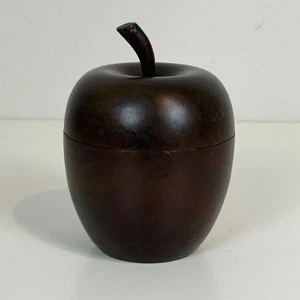 Vintage Eisenholz Apfel geschnitzt Schmuckschatulle 5" - Bild 1 von 8