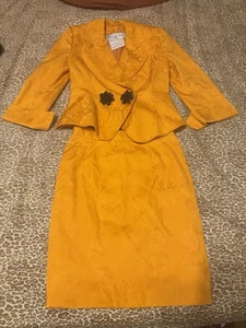 Christian Dior Boutique Custom Couture Skirt Suit Set Yellow - Picture 1 of 2